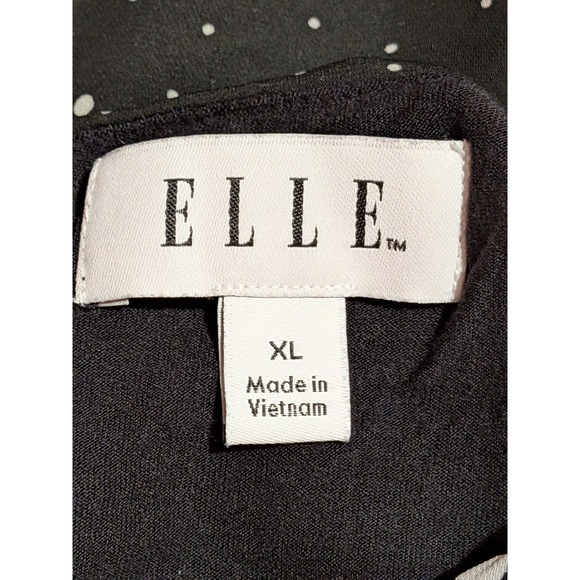 Elle Womens XL Black White Polka Dot Geometric Sleeveless Blouse Tank Top - Picture 6 of 9